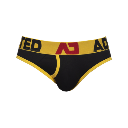 ADDICTED Open Fly Cotton Brief Black/Yellow