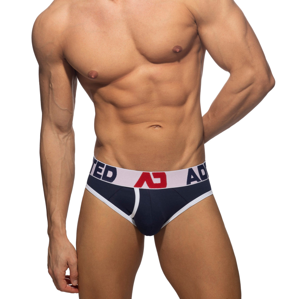 ADDICTED Open Fly Cotton Brief Navy/White