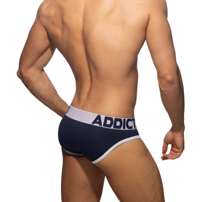 ADDICTED Open Fly Cotton Brief Navy/White