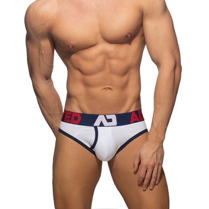 ADDICTED Open Fly Cotton Brief White/Navy