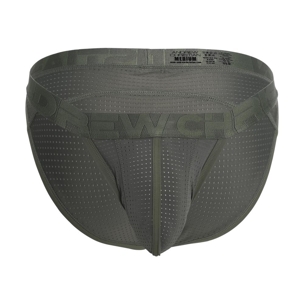 Andrew Christian Vibe Breeze Mesh Gym Brief Olive